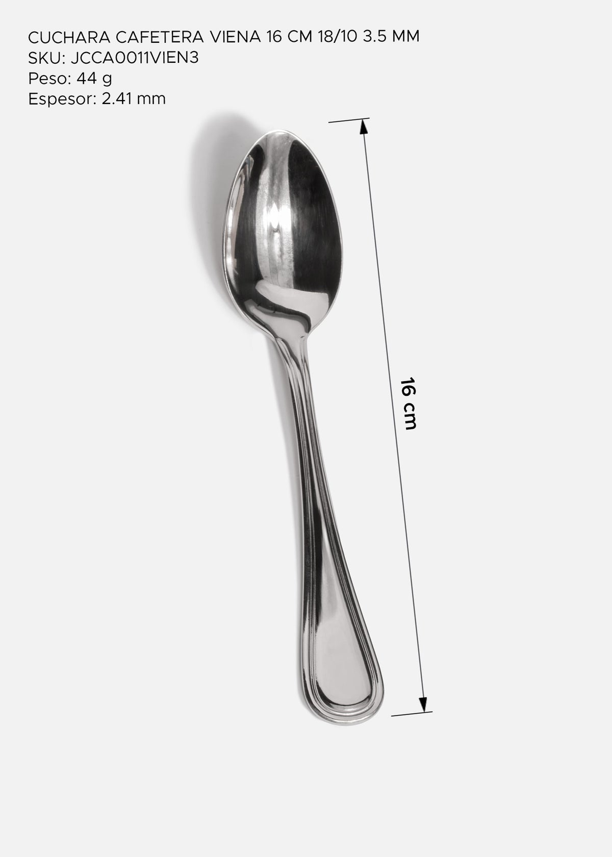 Cuchara cafetera de acero inoxidable 18/10 plata para cafetería, restaurante y hotel Viena 16 cm (6") — imagen de producto