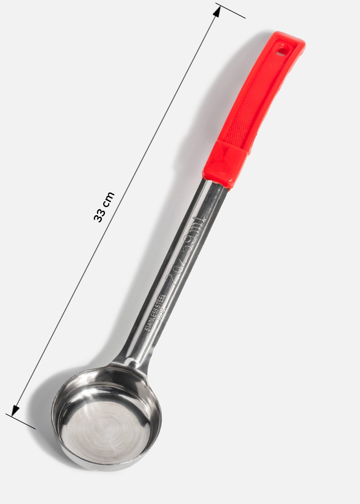 Cuchara medidora para servir de acero inoxidable plata reforzada 2, 3, 4, 6 y 8 oz — imagen de producto