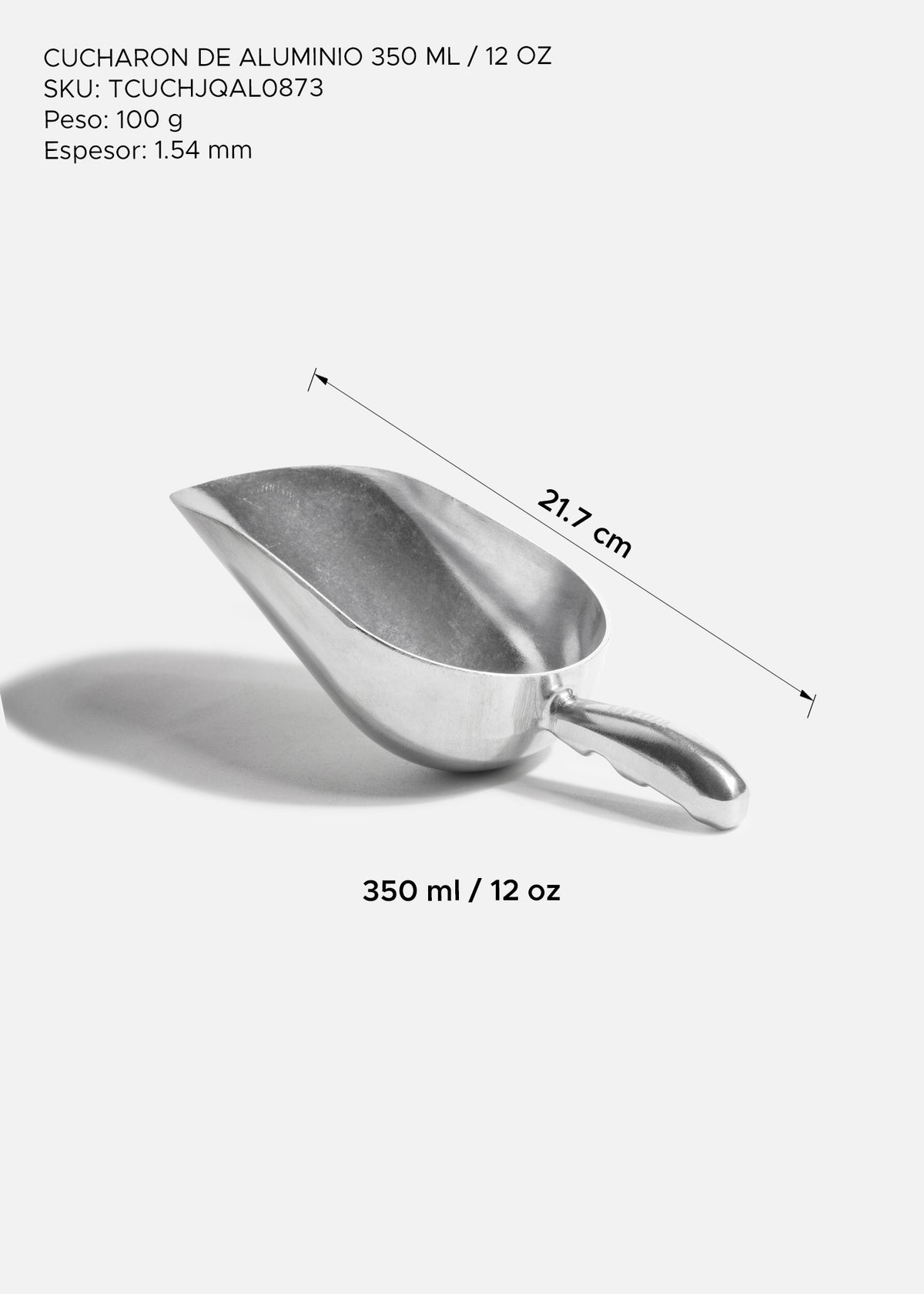 Cuchara utilitaria de aluminio plata porcionador profesional para cocina y servicio 350 ml / 12 oz — imagen de producto
