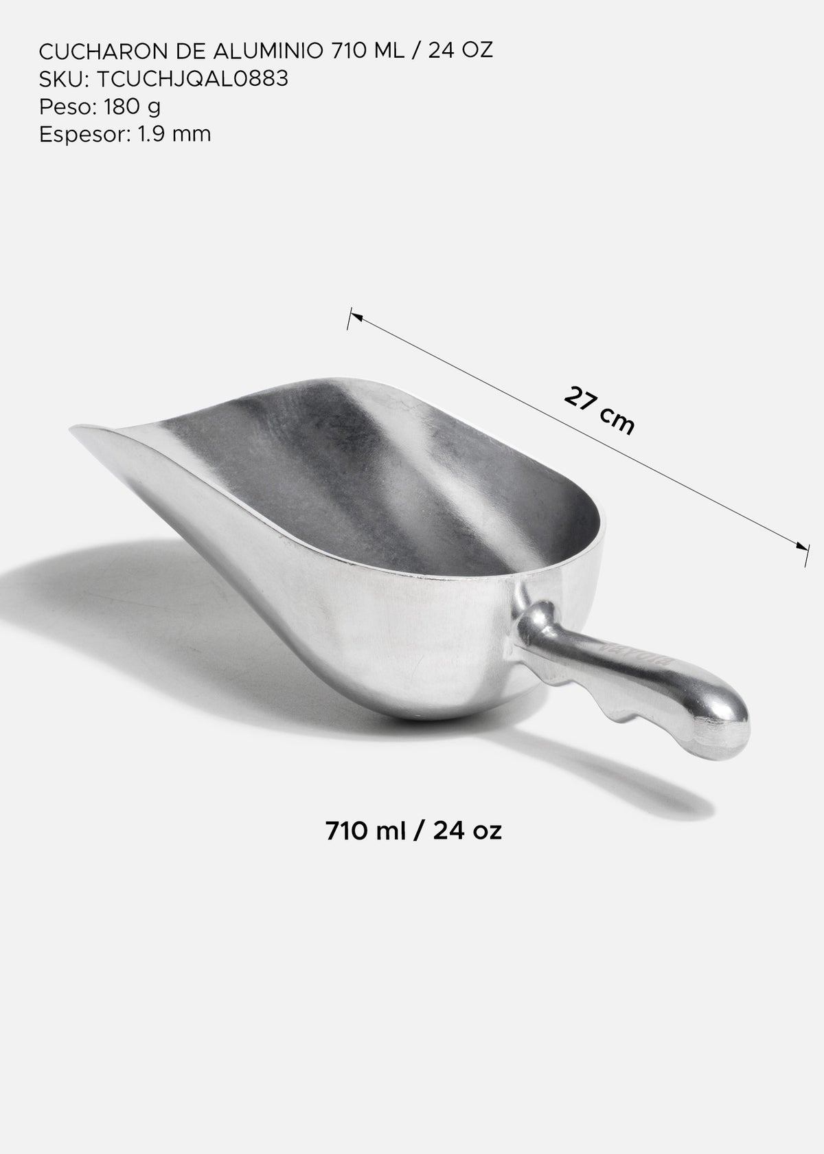 Cuchara utilitaria de aluminio plata porcionador profesional para cocinas y servicio 710 ml / 24 oz — imagen de producto