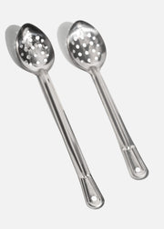 Cucharas de cocina perforadas de acero inoxidable plata — imagen de producto
