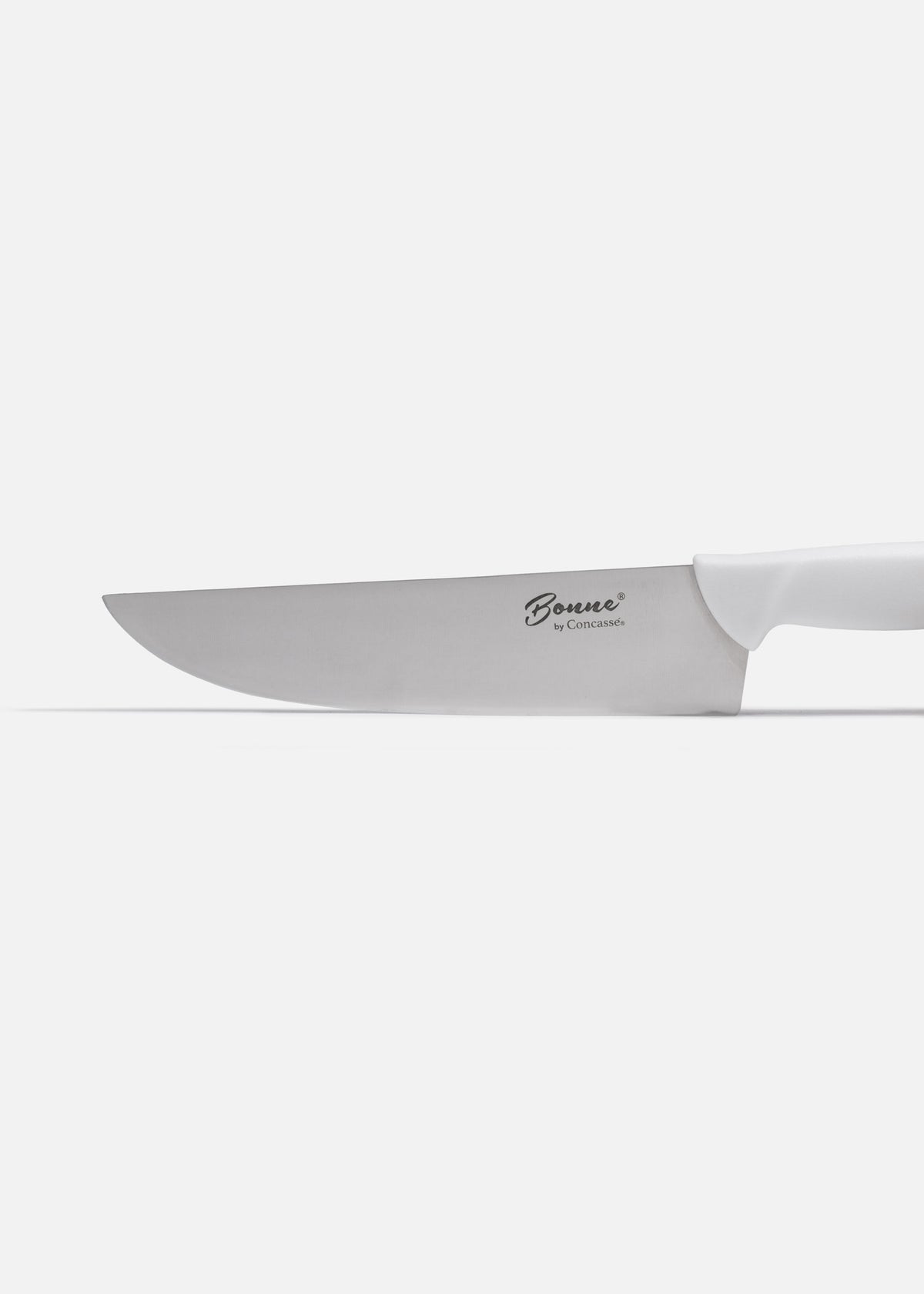 Cuchillo carnicero de acero inoxidable profesional con mango de plástico (polímero) grado alimentico blanco antideslizante 10" — imagen de producto