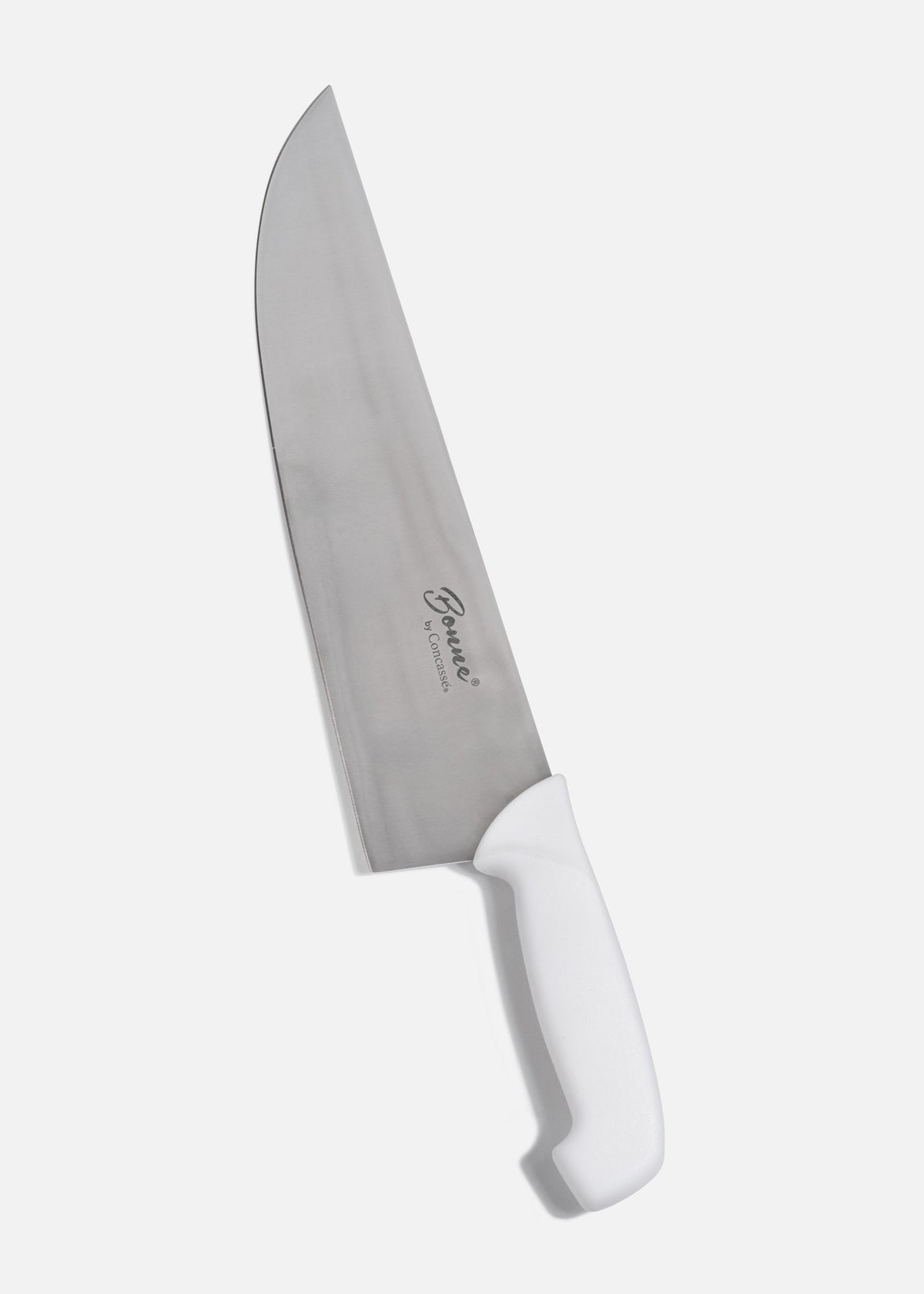 Cuchillo carnicero de acero inoxidable profesional con mango de plástico (polímero) grado alimentico blanco antideslizante 12" — imagen de producto