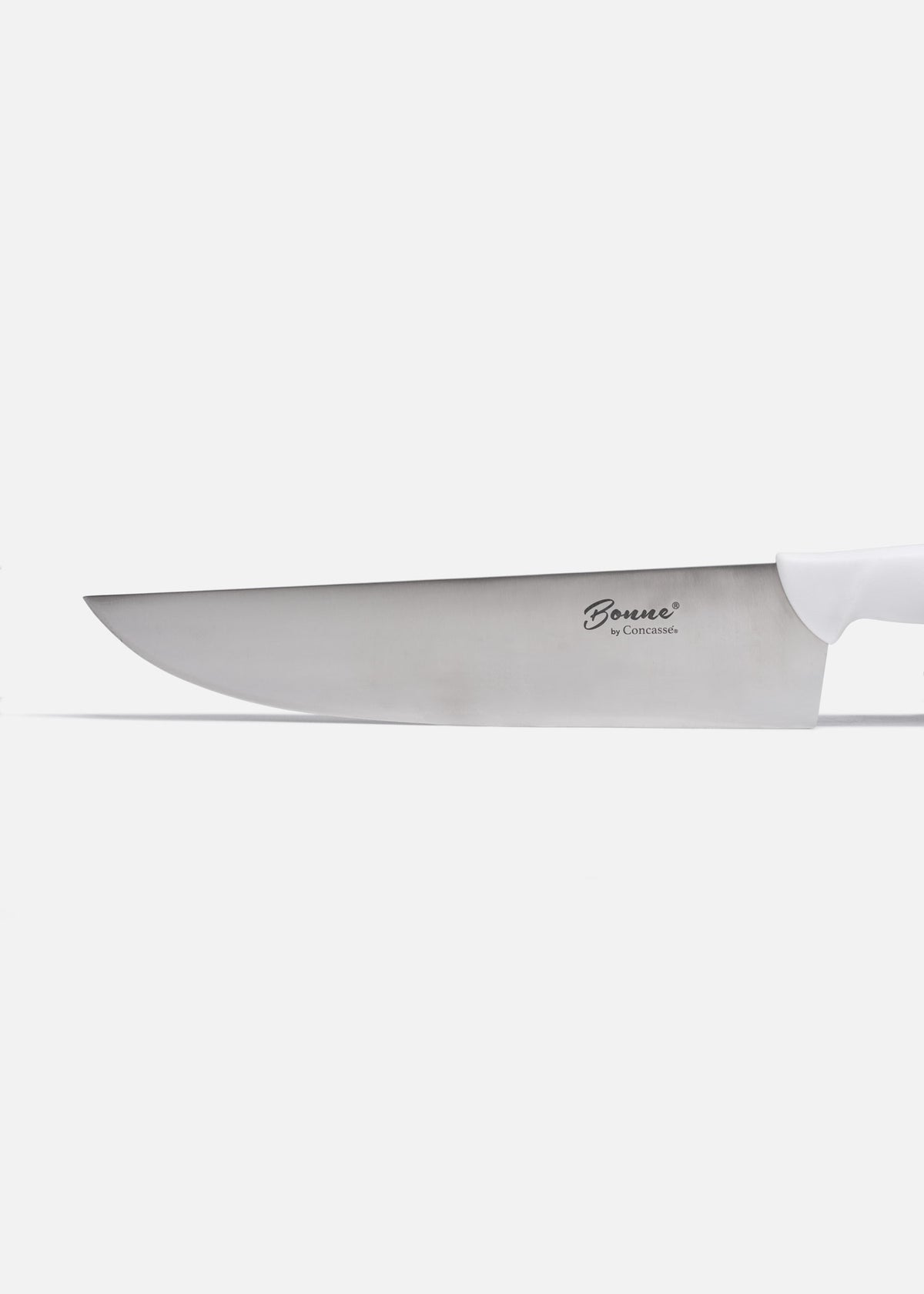 Cuchillo carnicero de acero inoxidable profesional con mango de plástico (polímero) grado alimentico blanco antideslizante 12" — imagen de producto