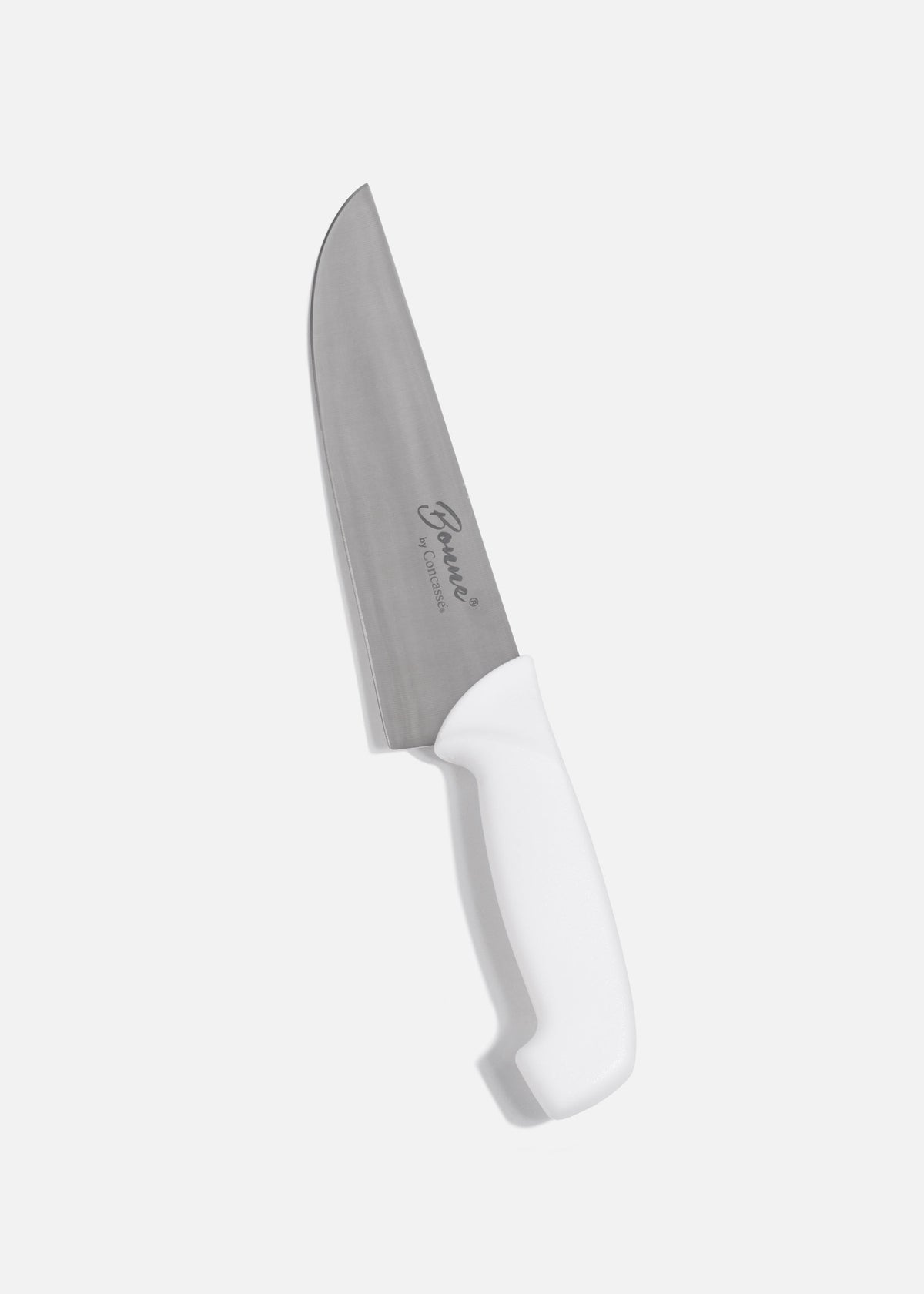 Cuchillo carnicero de acero inoxidable profesional con mango de plástico (polímero) grado alimentico blanco antideslizante 8" — imagen de producto