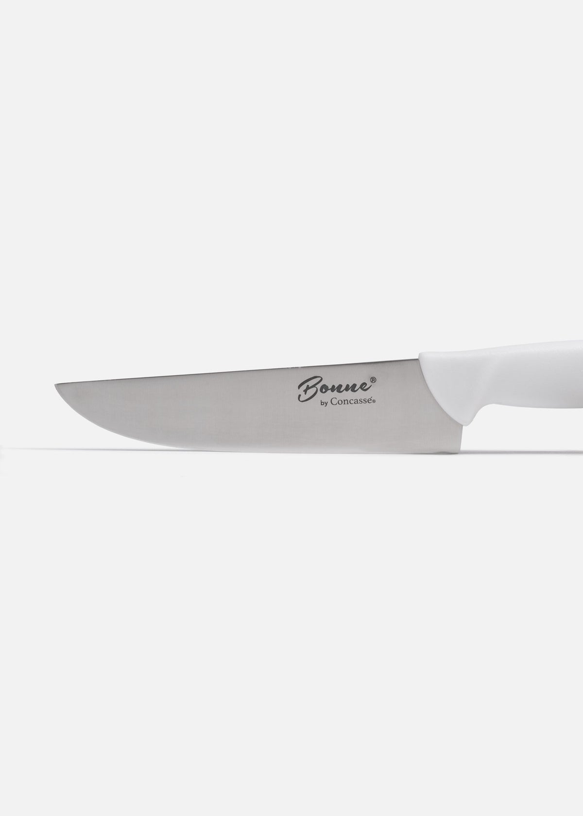 Cuchillo carnicero de acero inoxidable profesional con mango de plástico (polímero) grado alimentico blanco antideslizante 8" — imagen de producto