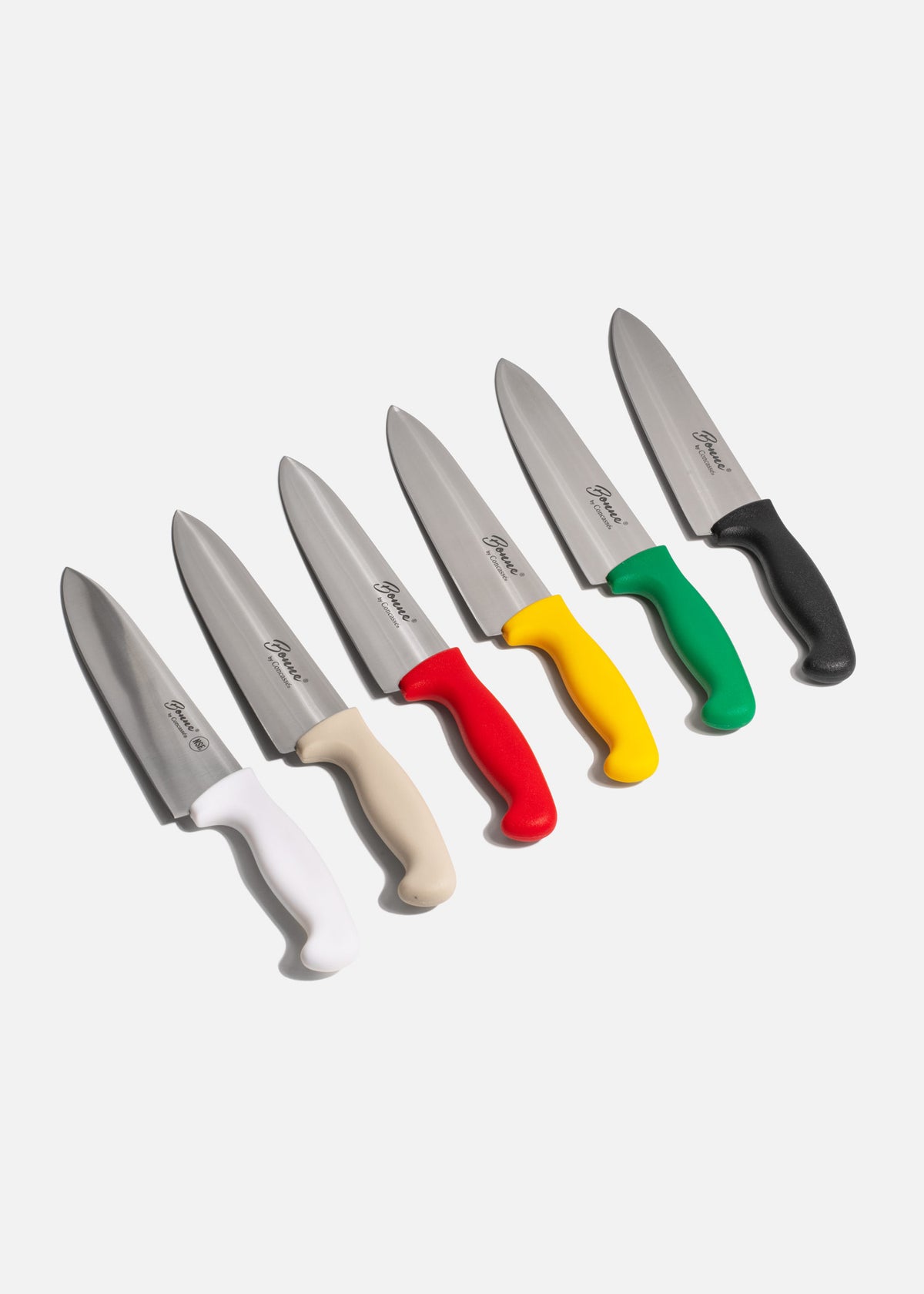 Cuchillo para chef de acero inoxidable blanco, rojo, negro, beige, amarillo y verde Forge 8". Premium — imagen de producto