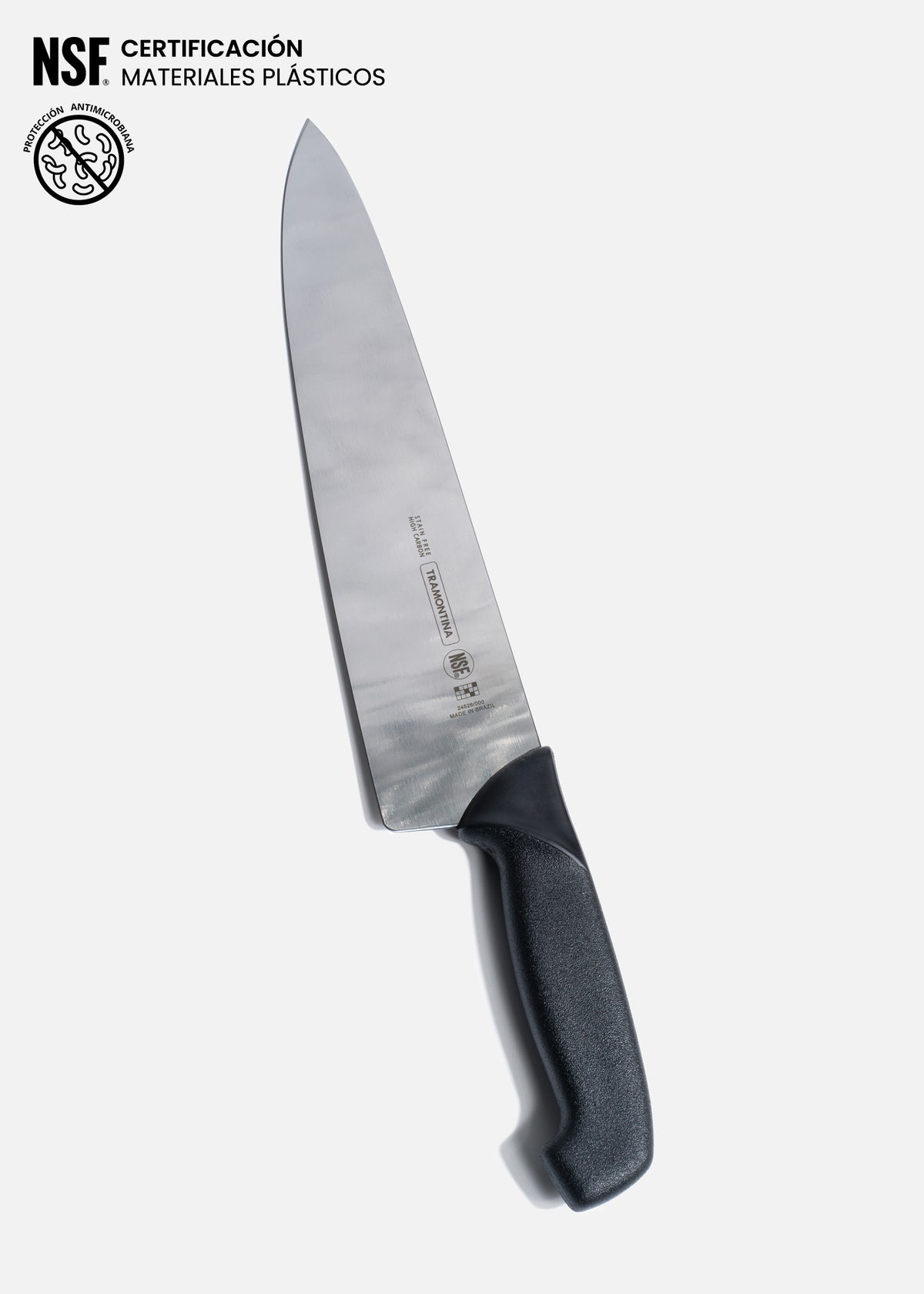 Cuchillos para chef acero inoxidable negro Steel Grip NSF y protección antimicrobiana 10". Profesional — imagen de producto