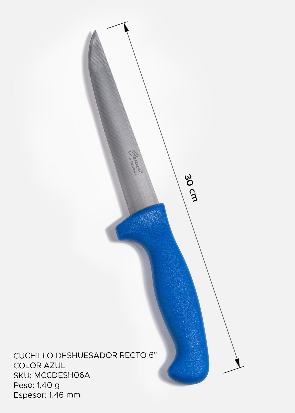 Cuchillo para deshuesar recto profesional de acero inoxidable con mango antideslizante rojo, verde, blanco, negro, amarillo y azul  6". Premium — imagen de producto