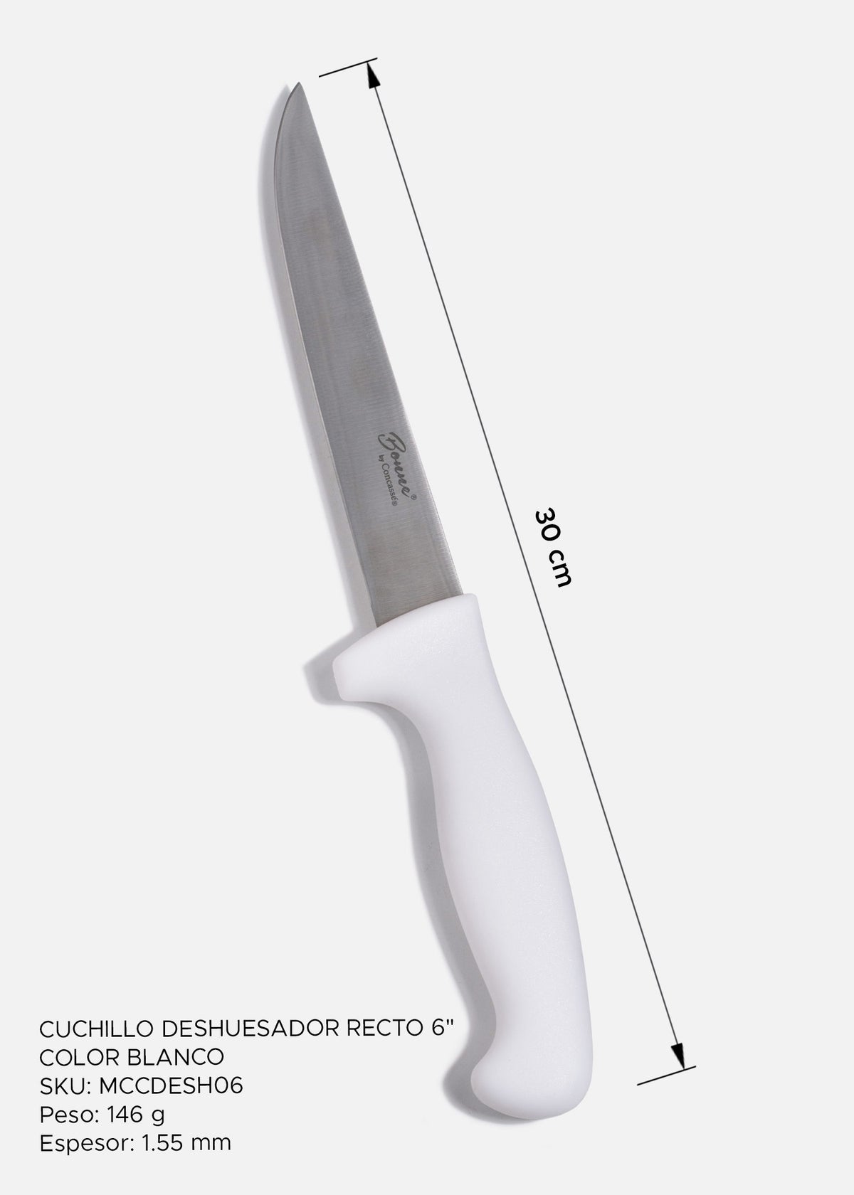 Cuchillo para deshuesar recto profesional de acero inoxidable con mango antideslizante rojo, verde, blanco, negro, amarillo y azul  6". Premium — imagen de producto