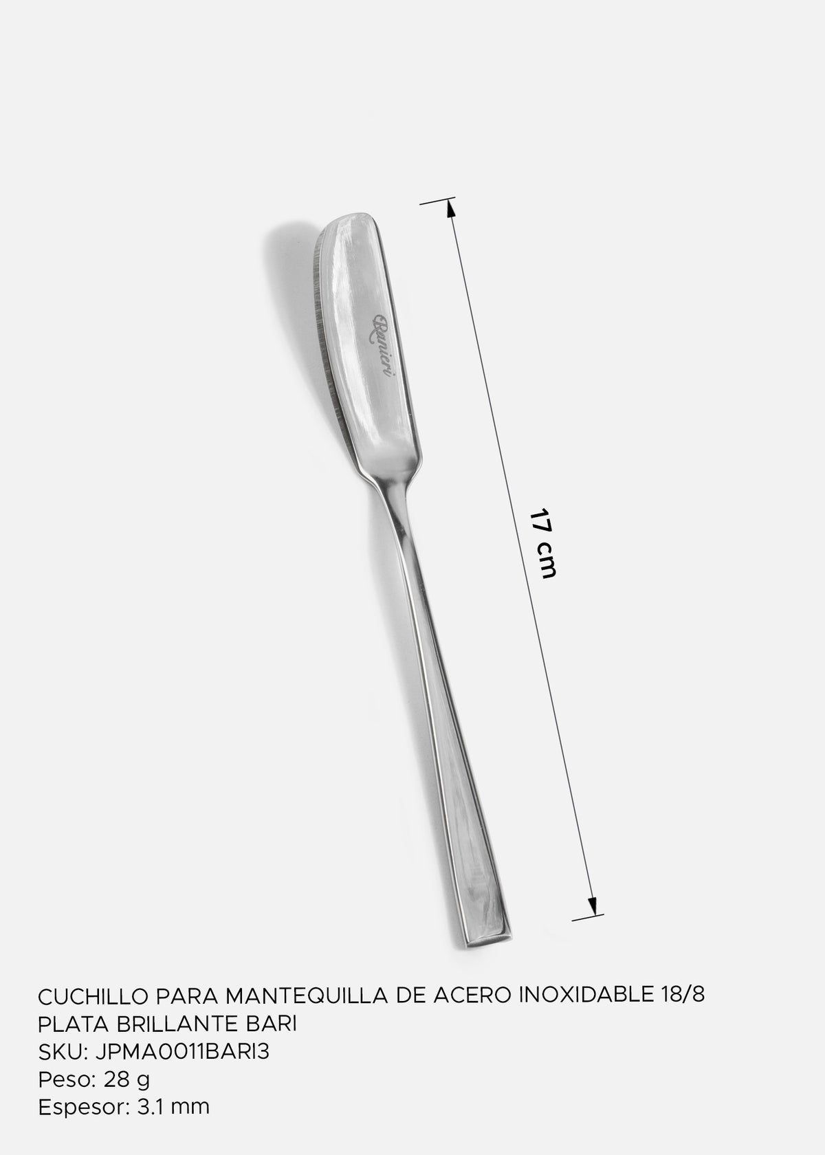 Cuchillo para mantequilla Bari de acero inoxidable 18/10