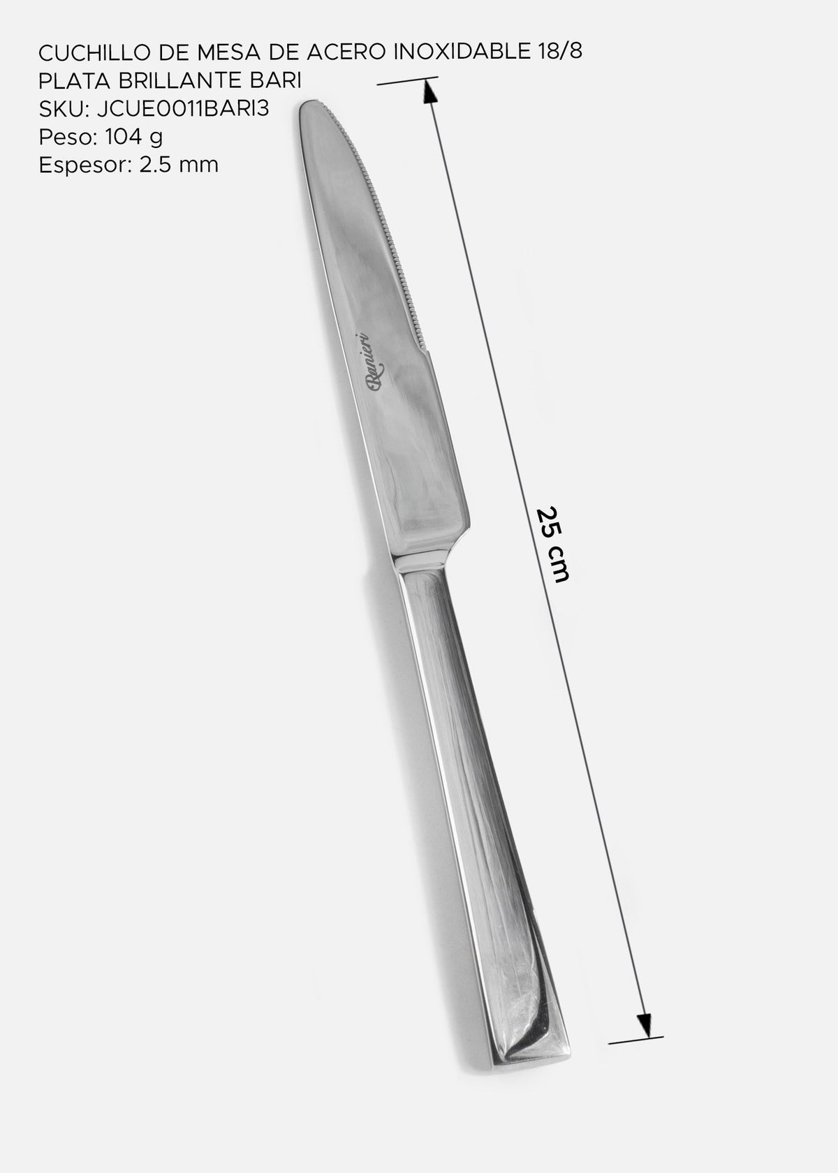 Cuchillo de mesa Bari de acero inoxidable 18/10