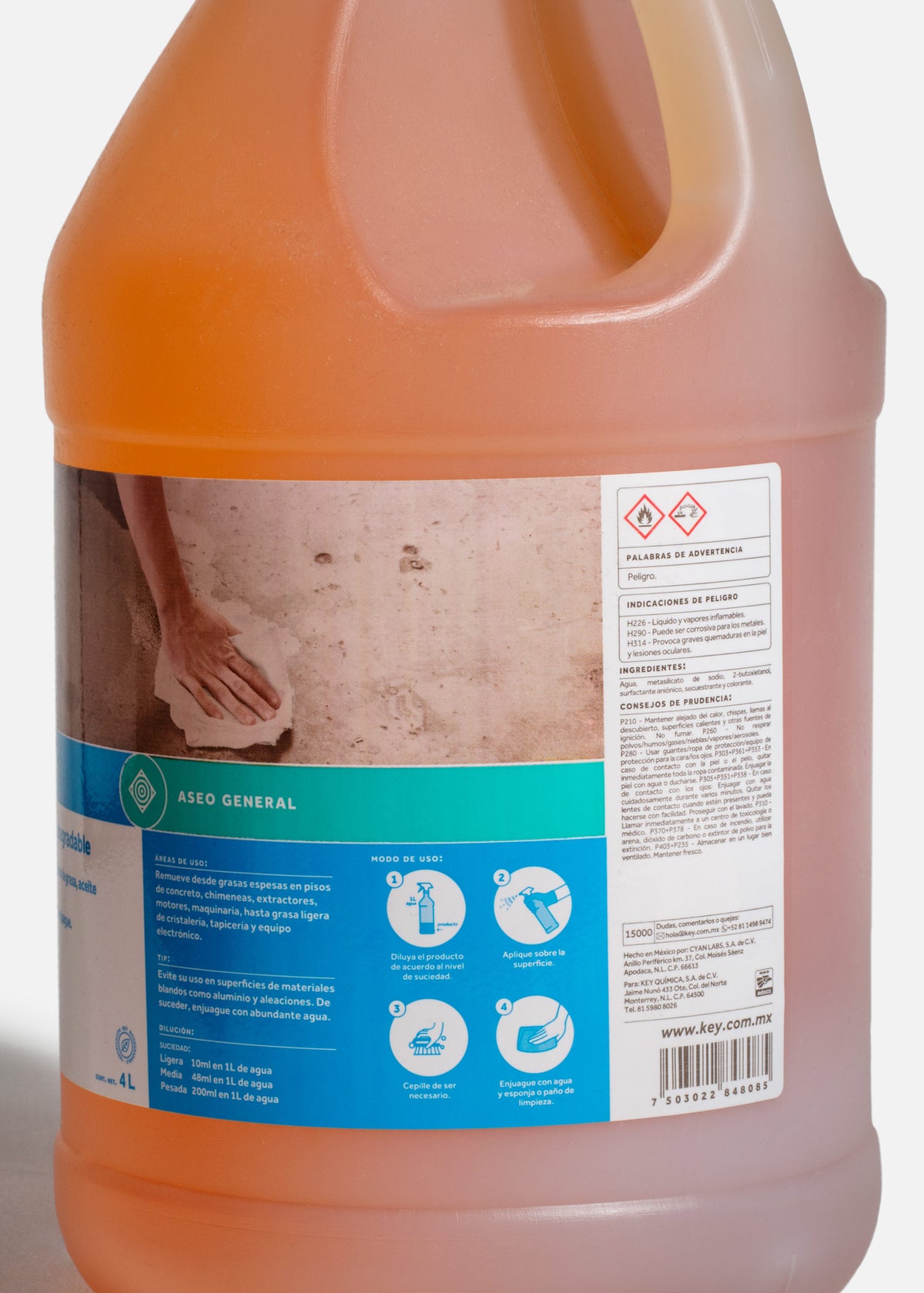 Desengrasante fuerte de concentrado biodegradable uso industrial 4 L — imagen de producto