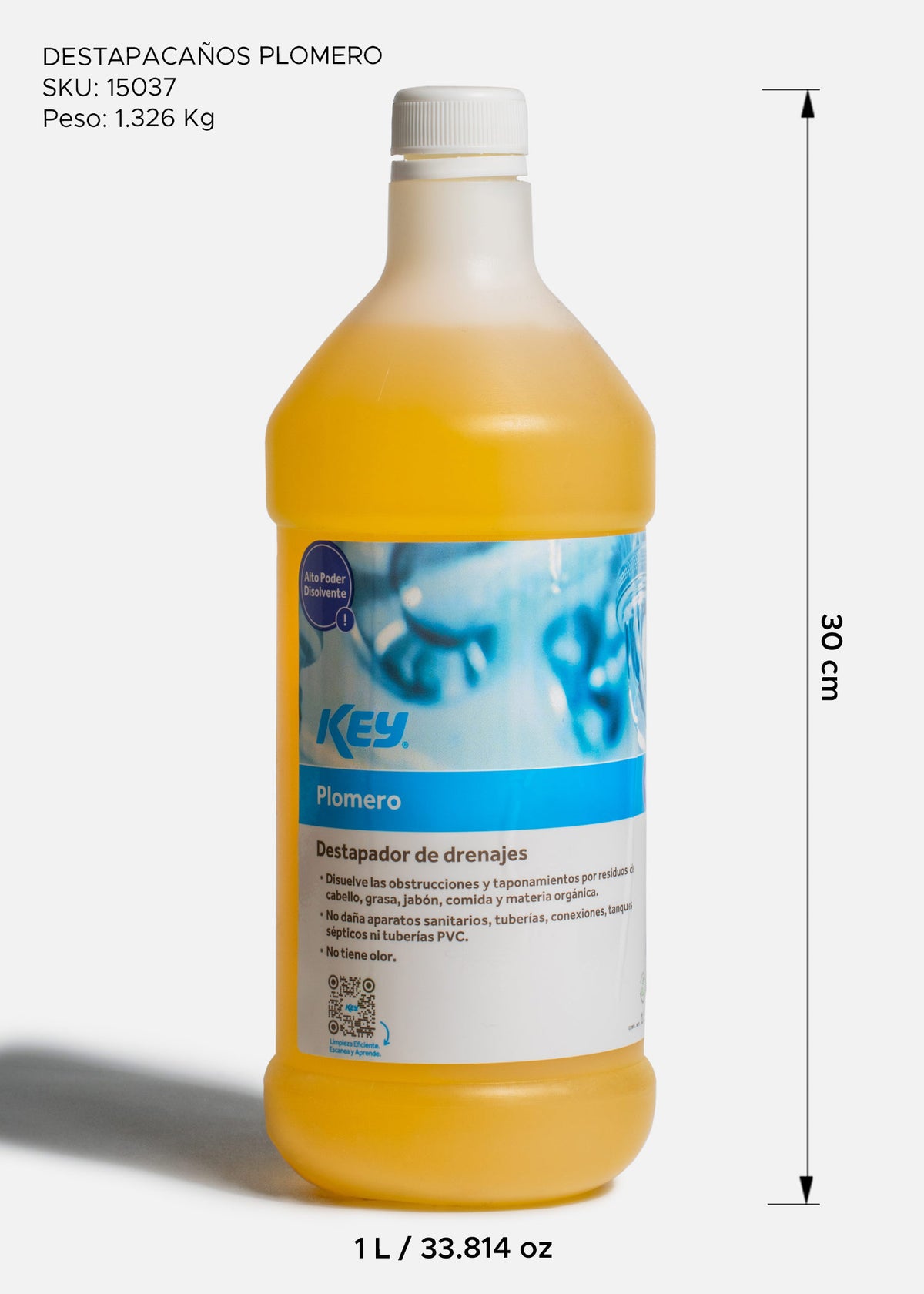 Destapador de drenaje para grasa cabello y obstrucciones en tuberías, destapacaños Plomero 1 L — imagen de producto