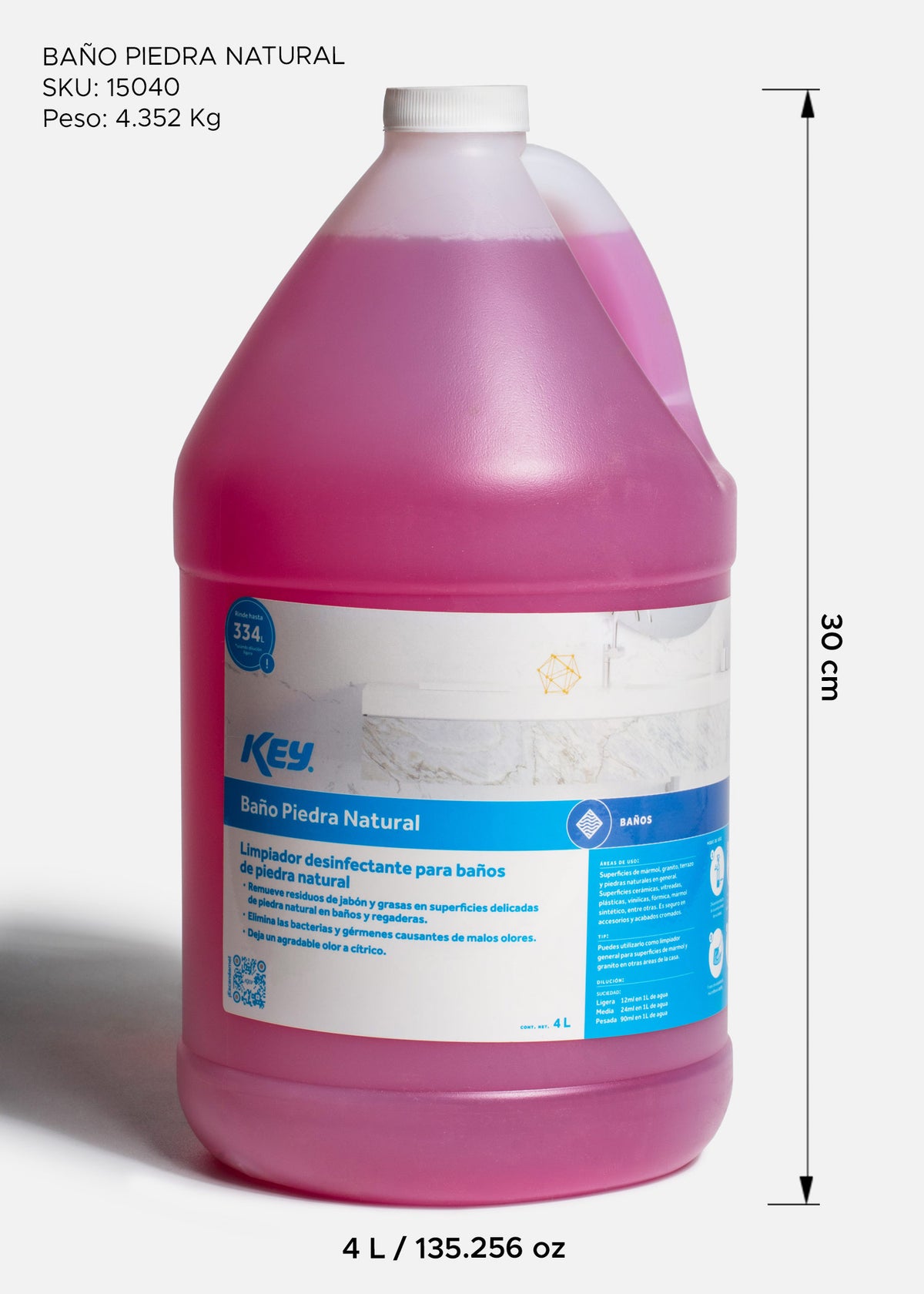 Desinfectante limpiador de uso profesional para baños de piedra natural 4 L — imagen de producto