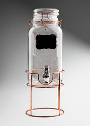 Dispensador para bebidas de vidrio transparente con tapa y base color bronce 4 L — imagen de producto