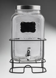 Dispensador de bebidas de vidrio transparente con tapa, llave y base 8 L — imagen de producto
