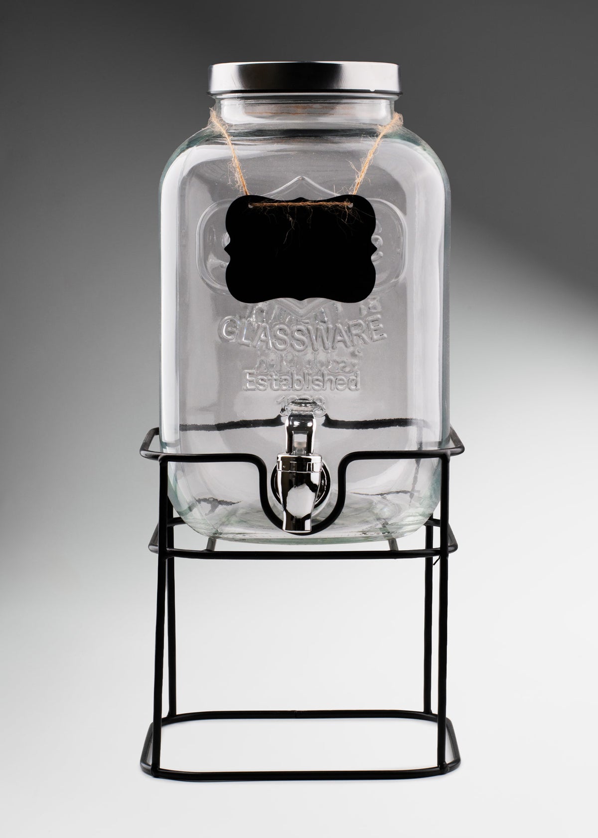 Dispensador de vidrio con tapa y base para bebidas 5 L para buffets, restaurantes, hoteles, catering y eventos