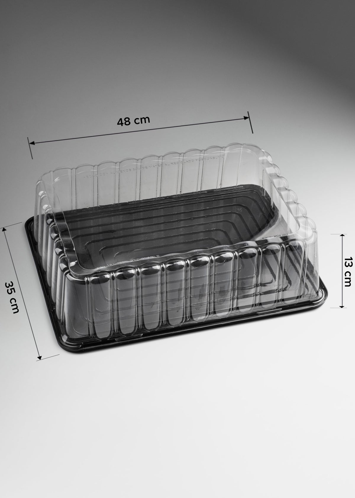 Domo y base para pastel de pet rectangular Reflex 48x35x13 cm — imagen de producto