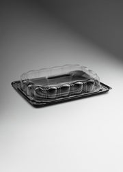 Domo de PET con tapa transparente base negra para rosca de reyes 1/2 kg — imagen de producto