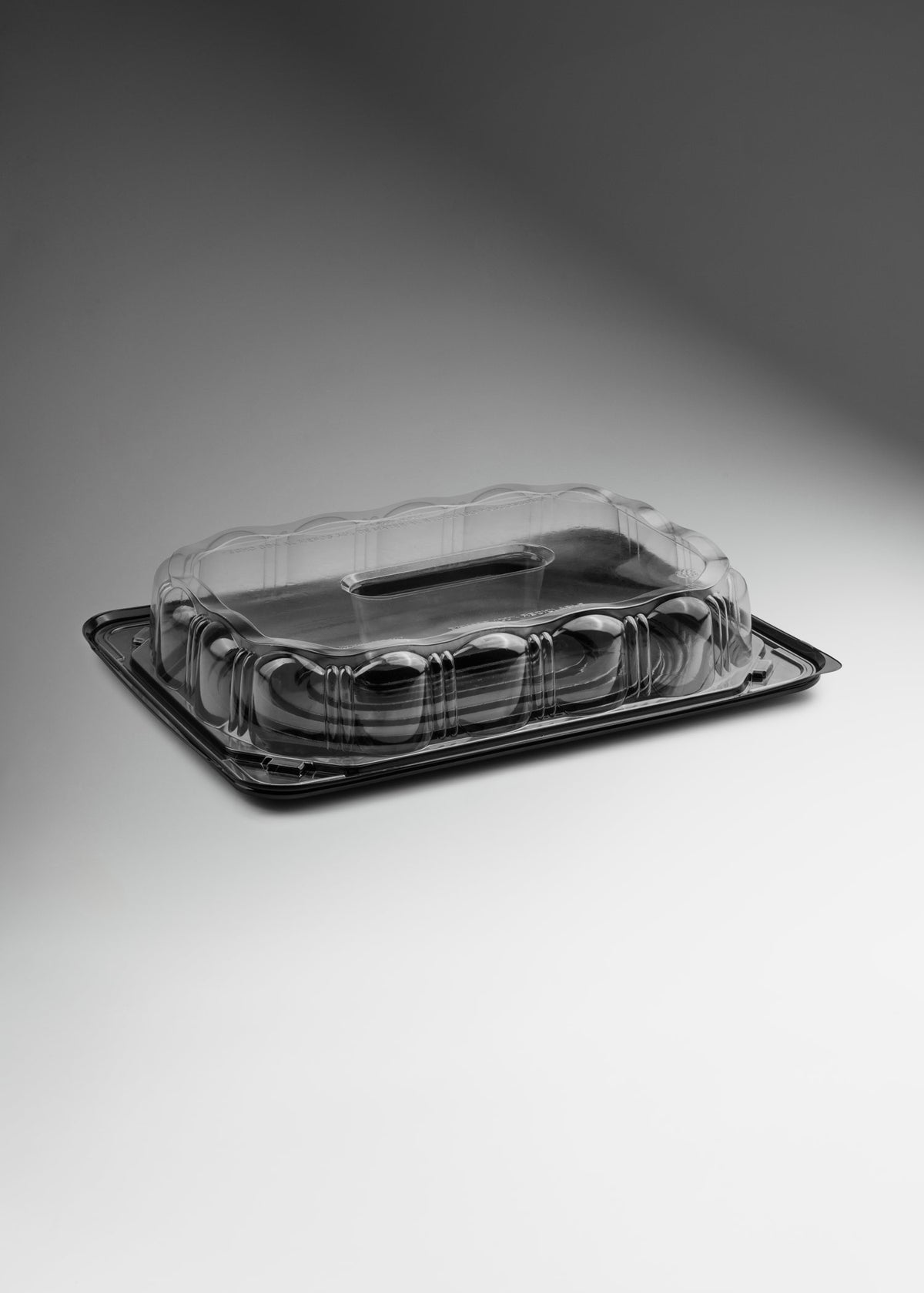 Domo de PET con tapa transparente base negra para rosca de reyes 1/2 kg — imagen de producto