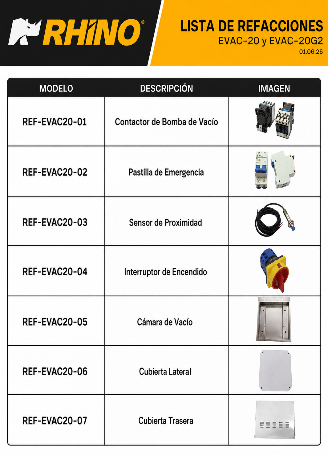 Empacadora al vacío de cámara 45x45x10 cm con capacidad de bomba de 20 m³/h con doble barra de sellado 41 cm gabinete de acero inoxidable grado alimenticio. Rhino EVAC-20 — imagen de producto