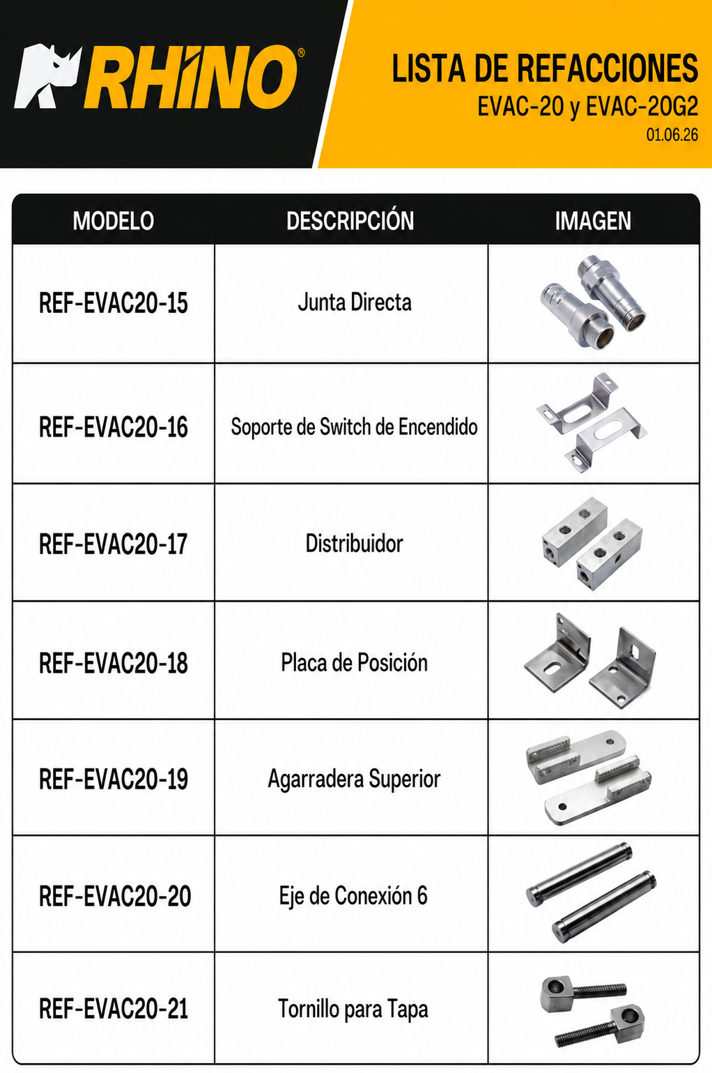 Empacadora al vacío de cámara 45x45x10 cm con capacidad de bomba de 20 m³/h con doble barra de sellado 41 cm gabinete de acero inoxidable grado alimenticio. Rhino EVAC-20 — imagen de producto