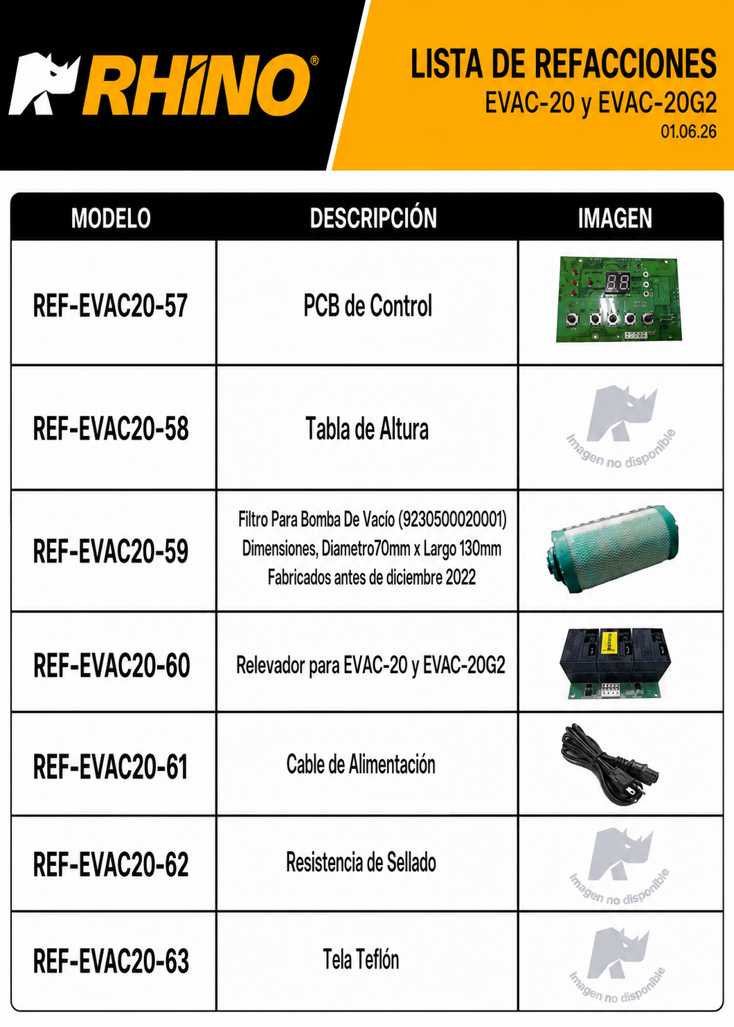 Empacadora al vacío de cámara 45x45x10 cm con capacidad de bomba de 20 m³/h con doble barra de sellado 41 cm gabinete de acero inoxidable grado alimenticio. Rhino EVAC-20 — imagen de producto