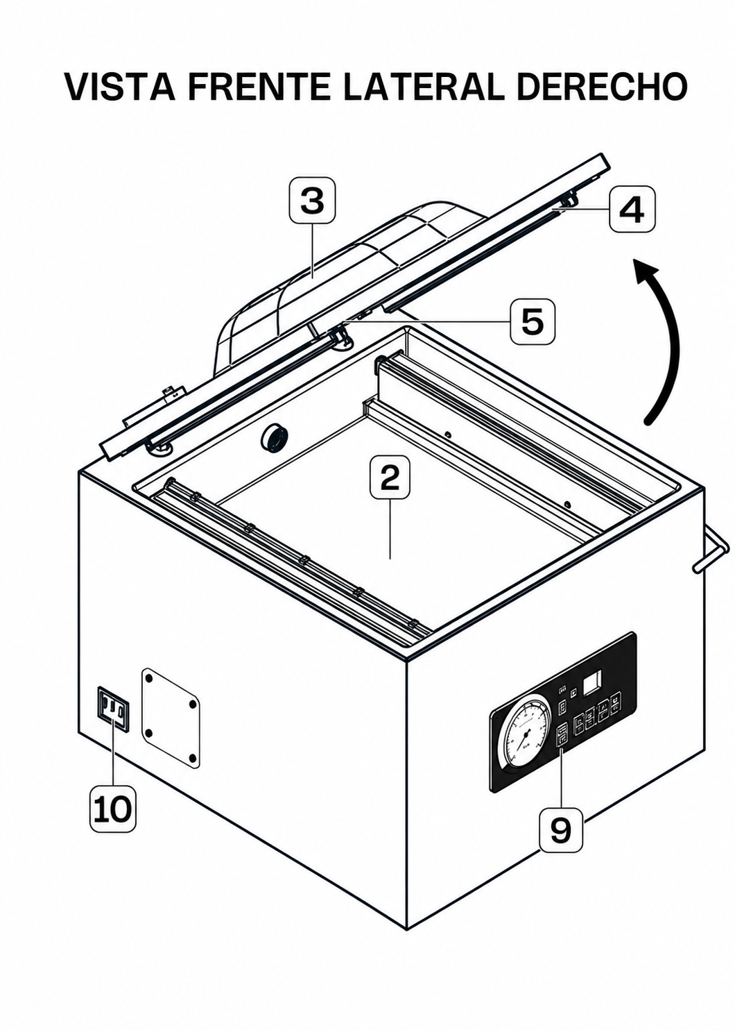 Empacadora al vacío de cámara 45x45x10 cm con capacidad de bomba de 20 m³/h con doble barra de sellado 41 cm gabinete de acero inoxidable grado alimenticio. Rhino EVAC-20 — imagen de producto