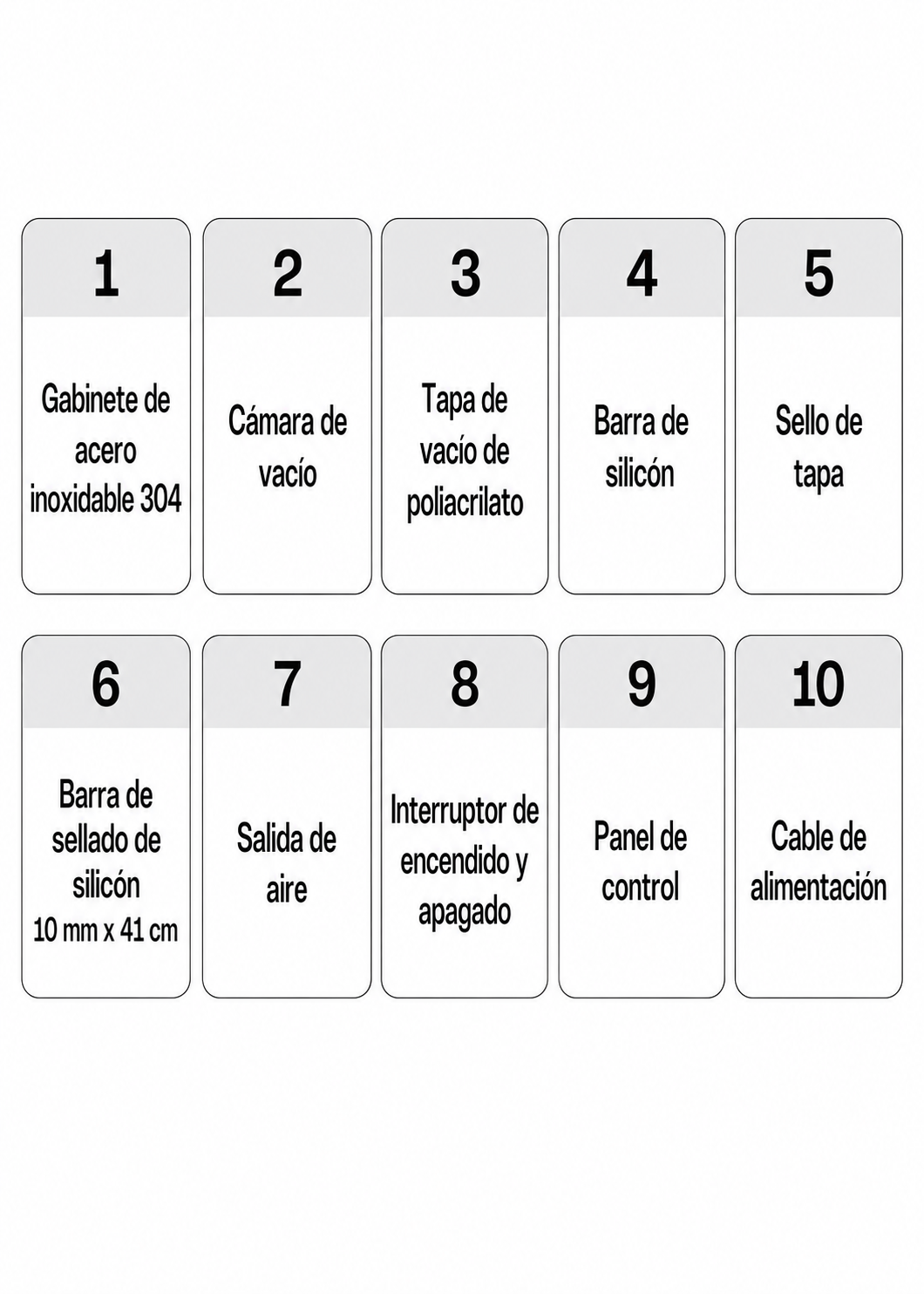 Empacadora al vacío de cámara 45x45x10 cm con capacidad de bomba de 20 m³/h con doble barra de sellado 41 cm gabinete de acero inoxidable grado alimenticio. Rhino EVAC-20 — imagen de producto