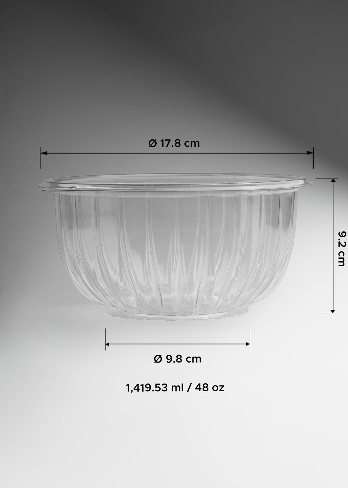 Ensaladera desechable de plástico (PET) transparente 48 oz — imagen de producto