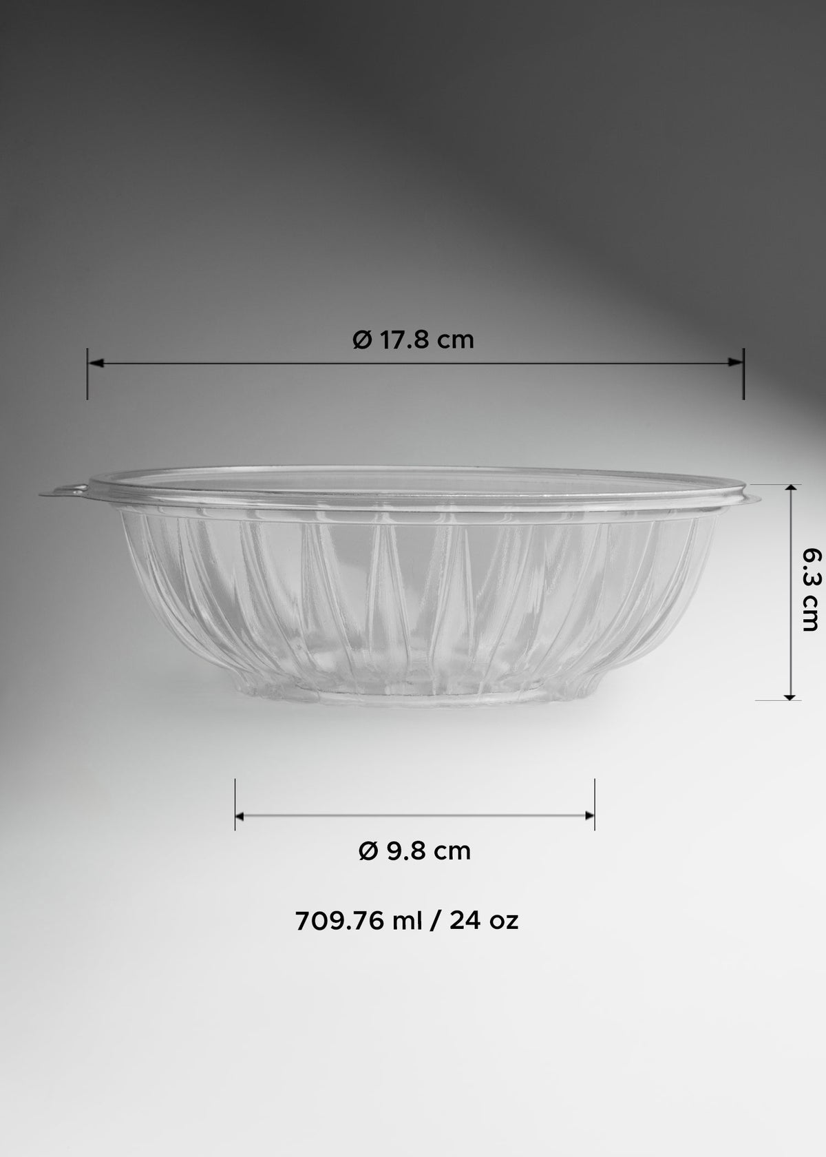 Ensaladera desechable de plástico (PET) transparente 24 oz — imagen de producto