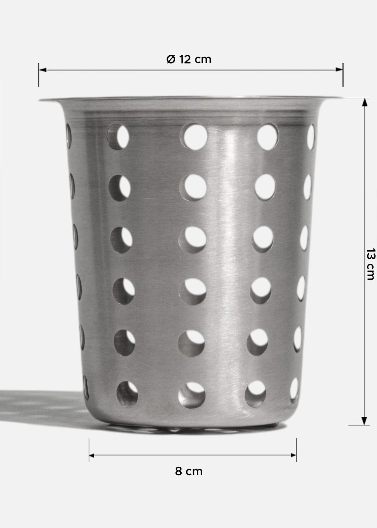 Cilindro perforado escurridor de cubiertos de acero inoxidable plata — imagen de producto, vista 2