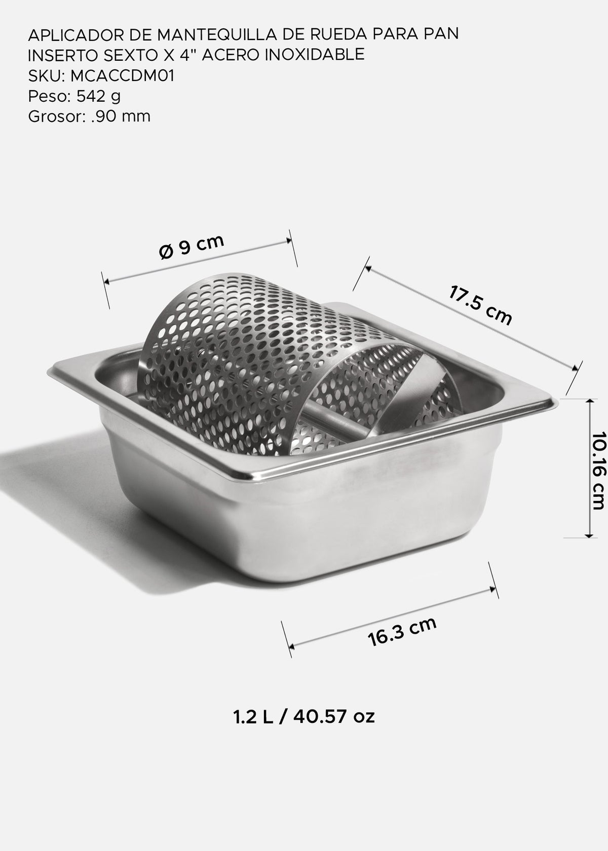 Esparcidor de mantequilla de rueda para pan de acero inoxidable plata con inserto sexto de 4" — imagen de producto