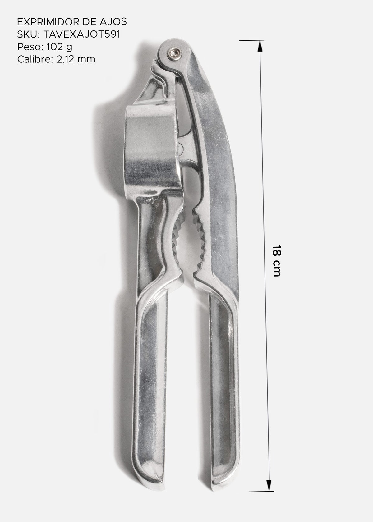 Exprimidor de ajos de acero inoxidable plata. Profesional 18 cm — imagen de producto
