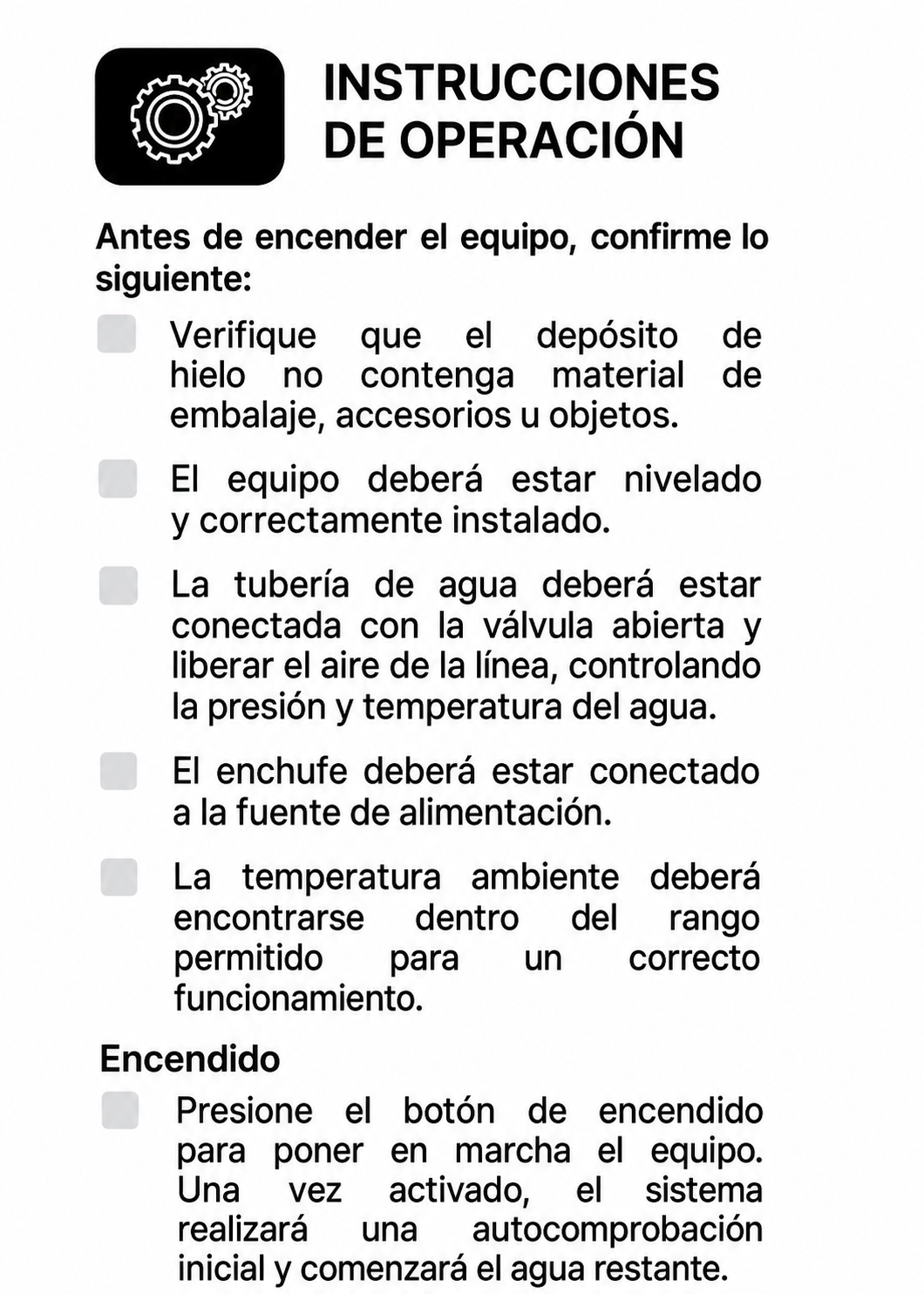 Fabrica industrial de hielo en cubo, producción de 230 kg por 24 hrs. , con deposito de 200 kg. Altura 174.5 cm, ancho 76 cm, largo 86 cm. Cubo de hielo de 2.2 cm. Rhino FAHIEL-230 — imagen de producto