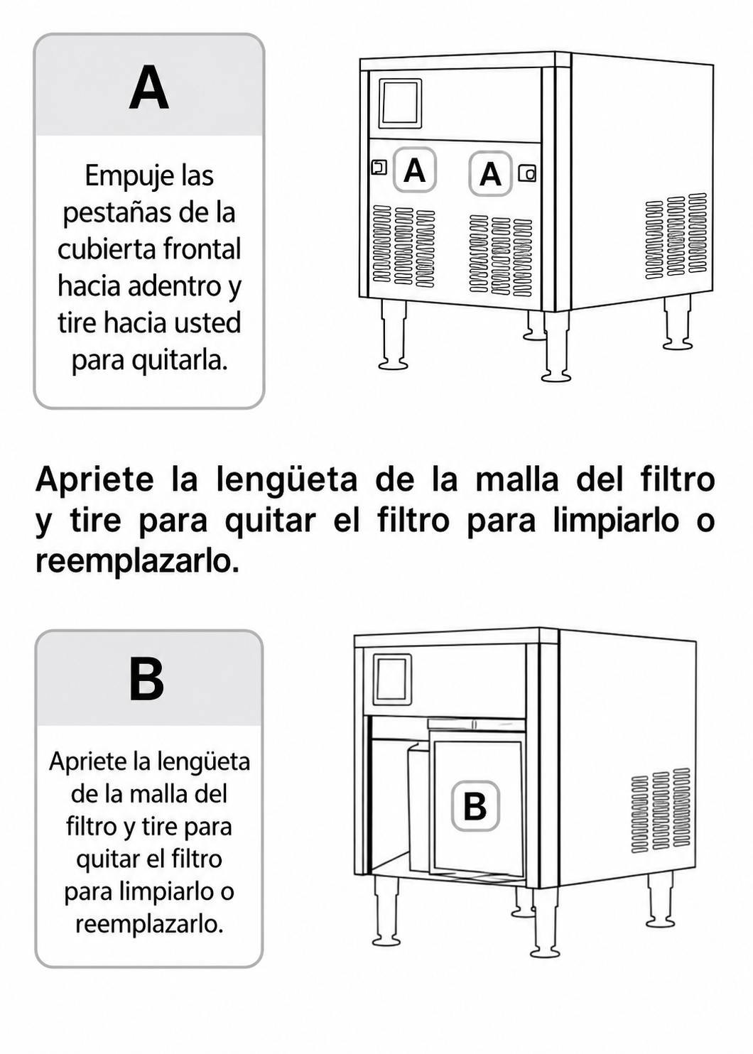 Fabrica de hielo en cubo multifuncional 36 kg por 24 hrs. , con deposito de 15 kg. Largo 86 cm, ancho 56 cm, alto 175 cm. Cubo de hielo de 2.2 cm. Rhino FAHIEL-40 — imagen de producto