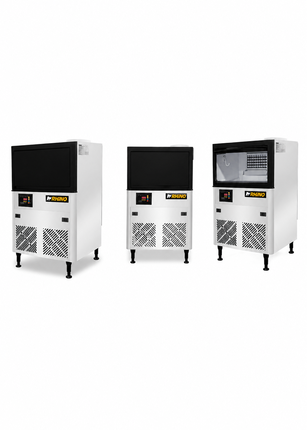 Fabrica de hielo en cubo multifuncional 36 kg por 24 hrs. , con deposito de 15 kg. Largo 86 cm, ancho 56 cm, alto 175 cm. Cubo de hielo de 2.2 cm. Rhino FAHIEL-40 — imagen de producto