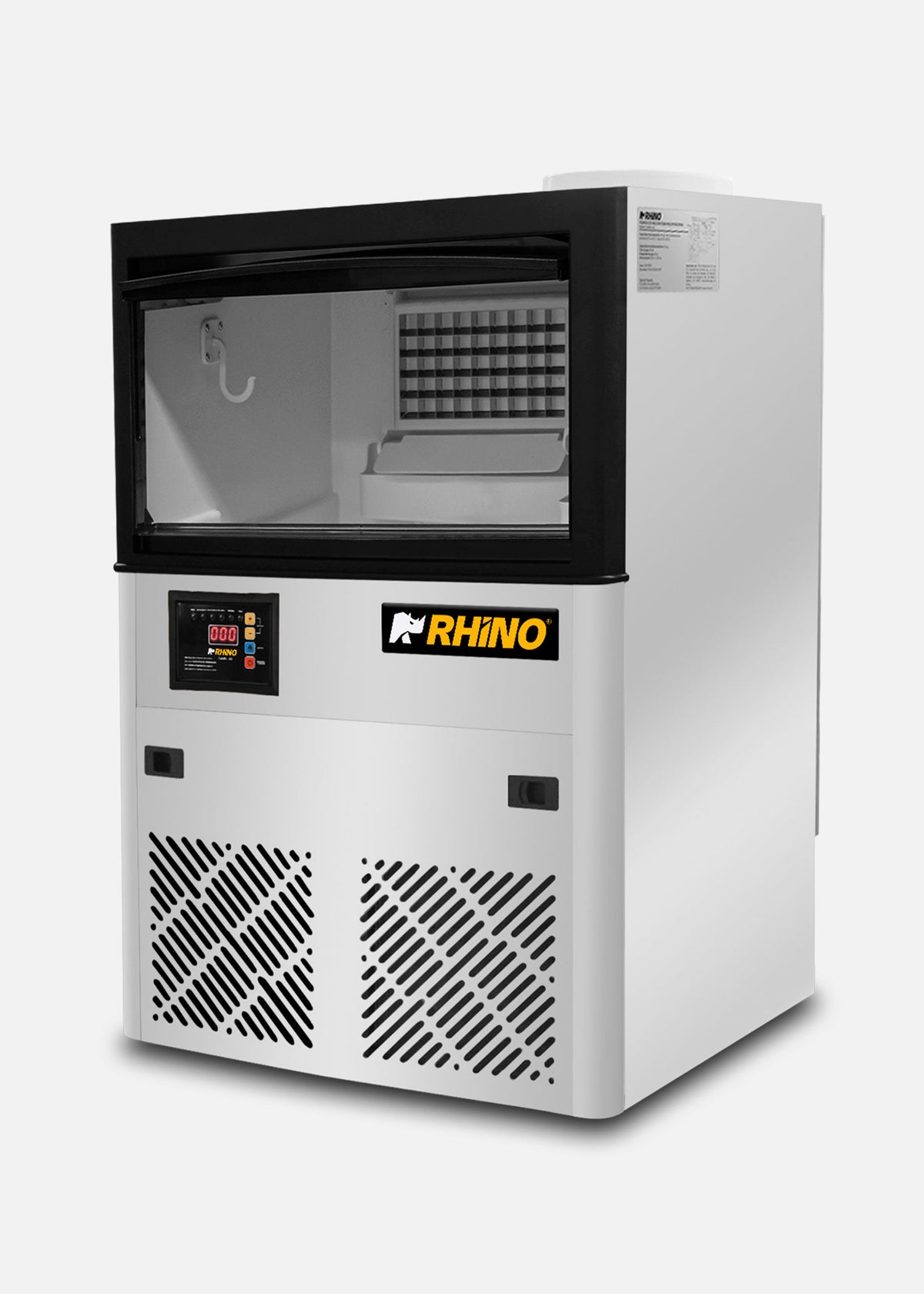Fabrica de hielo en cubo multifuncional 36 kg por 24 hrs. , con deposito de 15 kg. Largo 86 cm, ancho 56 cm, alto 175 cm. Cubo de hielo de 2.2 cm. Rhino FAHIEL-40 — imagen de producto