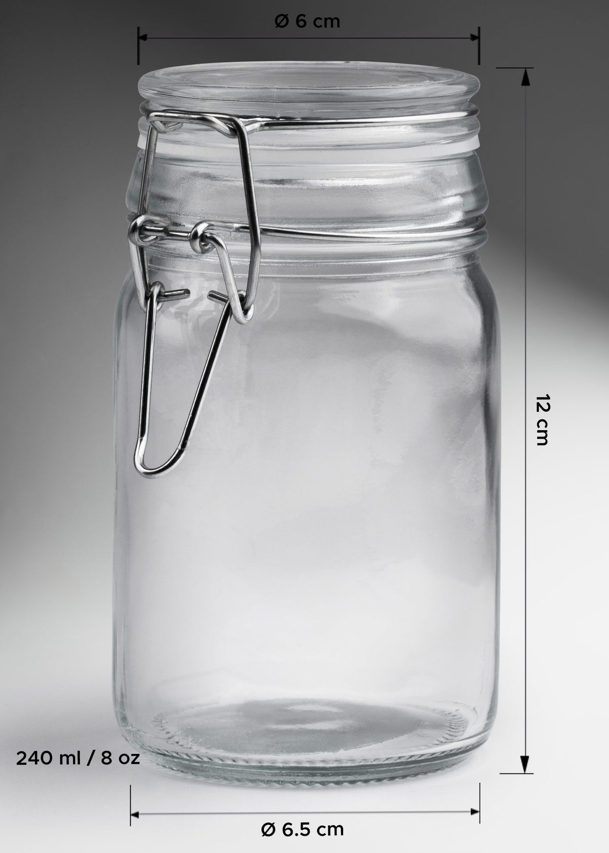 Frasco cilindro especiero hermético de vidrio Brocalito 240 ml — imagen de producto