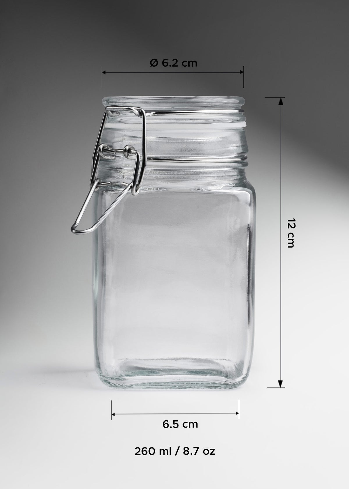 Frasco cuadrado especiero de vidrio hermético Brocalito 260 ml — imagen de producto