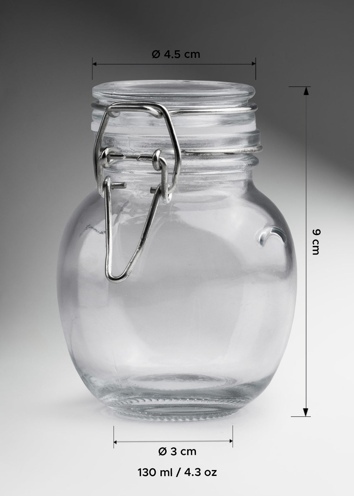 Frasco bola especiero hermético de vidrio tapa clip Brocalito 130 ml — imagen de producto