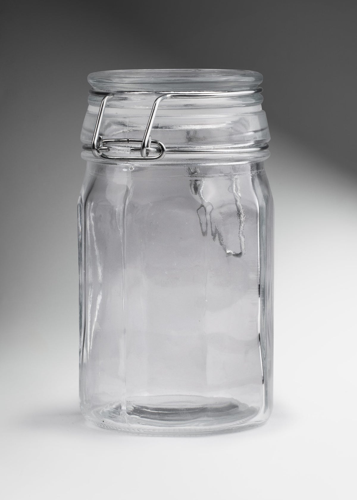 Frasco hexagonal especiero de vidrio hermético con tapa clip Brocalito 250 ml — imagen de producto