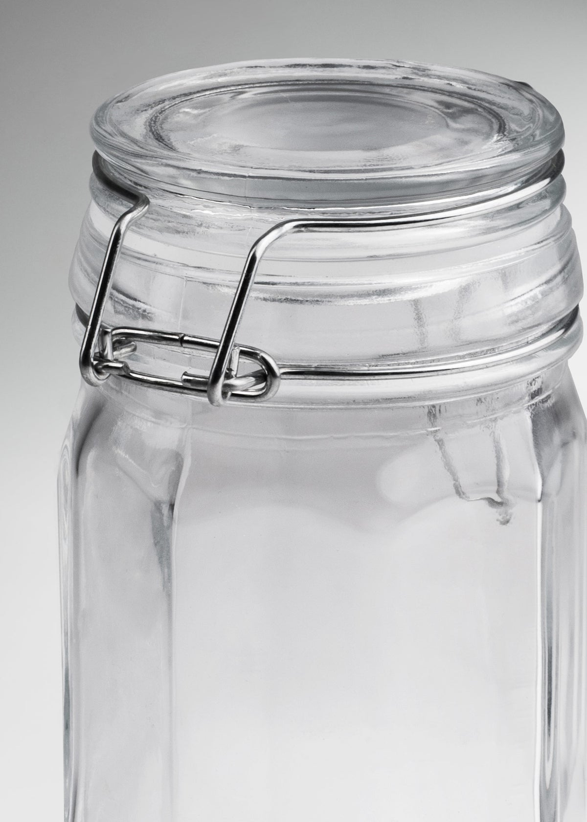 Frasco hexagonal especiero de vidrio hermético con tapa clip Brocalito 250 ml — imagen de producto