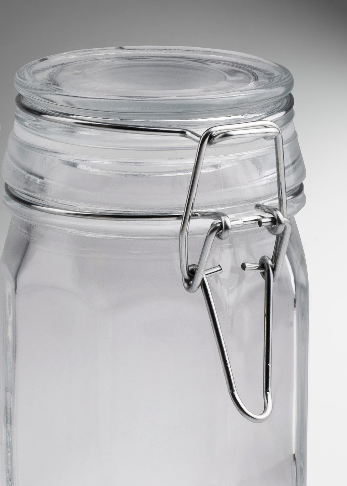 Frasco hexagonal especiero de vidrio hermético con tapa clip Brocalito 250 ml — imagen de producto