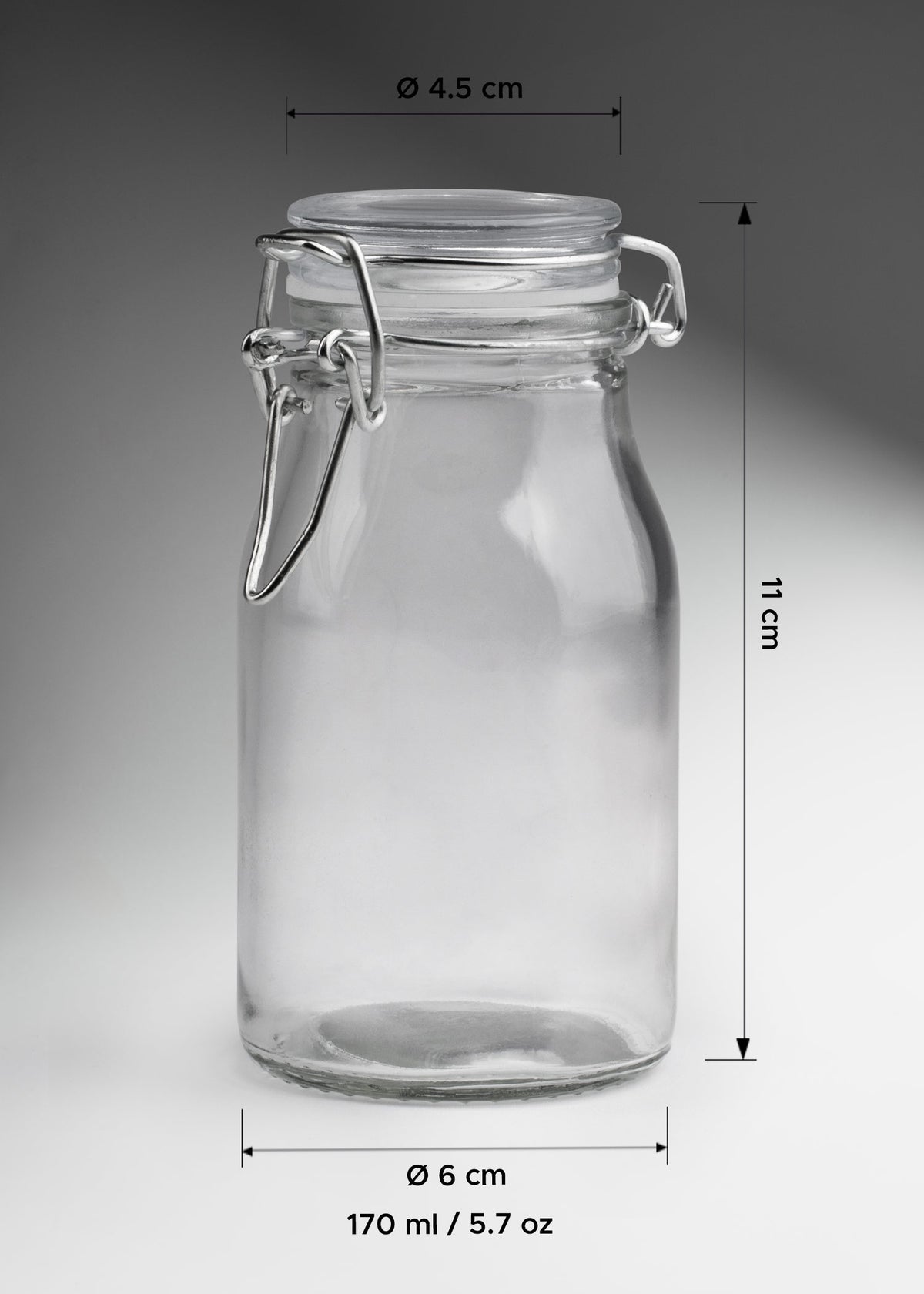 Frasco lecherito especiero de vidrio hermético con tapa clip Brocalito 170 ml — imagen de producto