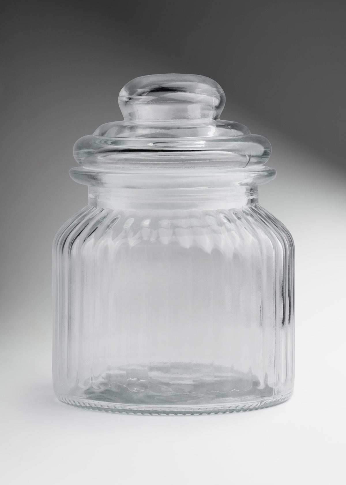 Frasco de vidrio estriado con tapa hermética para vela 300 y 650 ml — imagen de producto