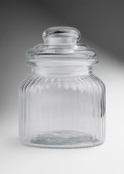 Frasco de vidrio estriado con tapa hermética para vela 300 y 650 ml — imagen de producto