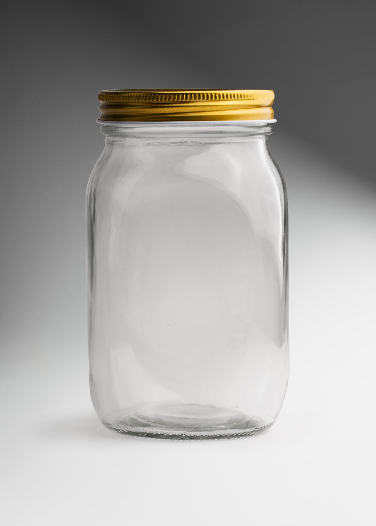 Frascos cilindro de vidrio transparente con tapa dorada de 150 ml a 1 L — imagen de producto