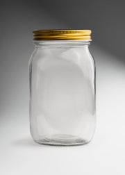 Frascos cilindro de vidrio transparente con tapa dorada de 150 ml a 1 L — imagen de producto